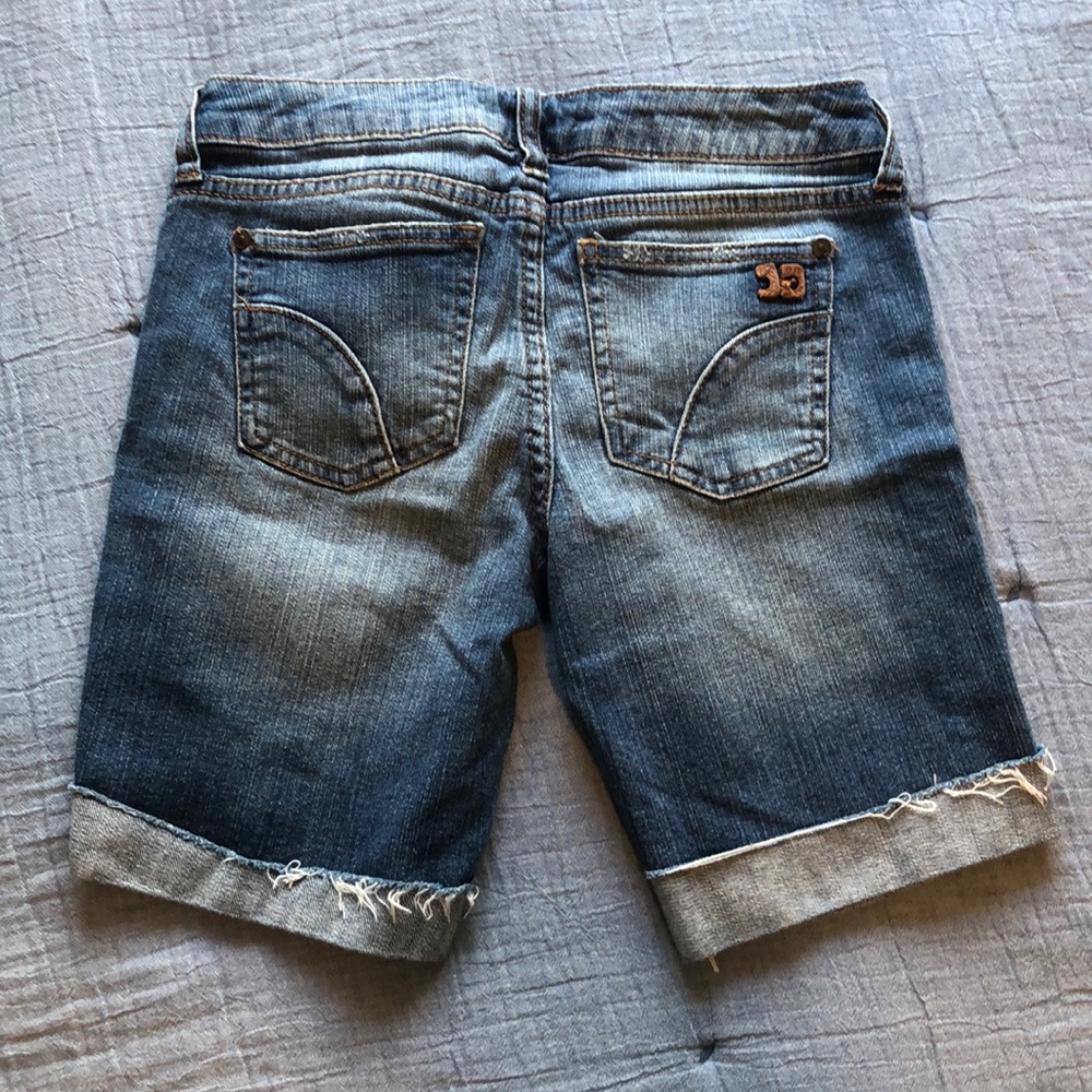 Classic Dark Wash Denim Bermuda Shorts - Blue